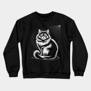 Line Art British Longhair Cat Straight Crewneck Sweatshirt